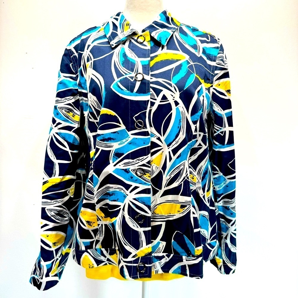 Chico’s Additions Bold Print Snap Front Jacket with Free Bonus Tank Top